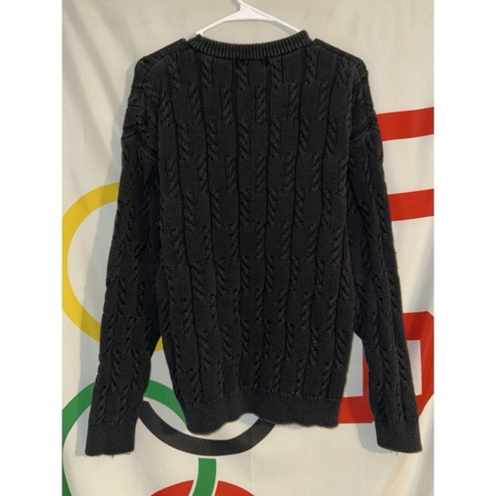 Vintage Chaps Ralph Lauren Cable Knit Sweater Mens Large Black Cotton 90s Y2K - Picture 4 of 4